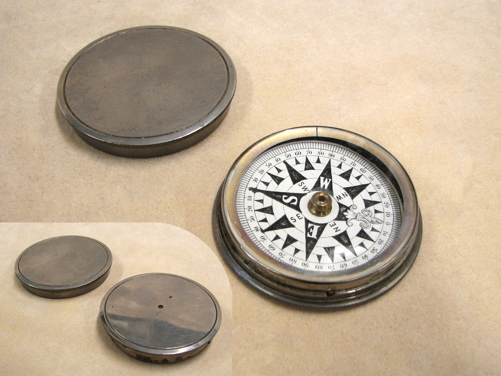 Victorian brass cased travellers pocket compass circa 1890